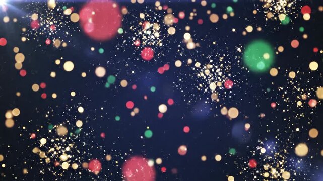 Colorful Glittering Floating Particles Motion Graphic for Christmas or New Year Backdrop 16K