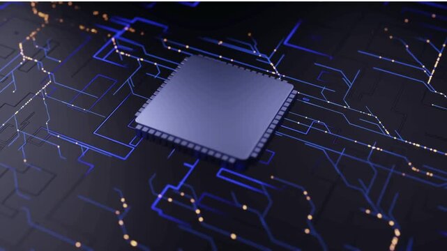 Blue Circuit Board Background with Digital Technology Blueprint Design, Computer Network Lines and Engineering Concept for Modern Data Communication and Architecture Illustration