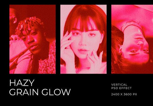Red Hazy Grain Glow Vertical Image Effect Mockup