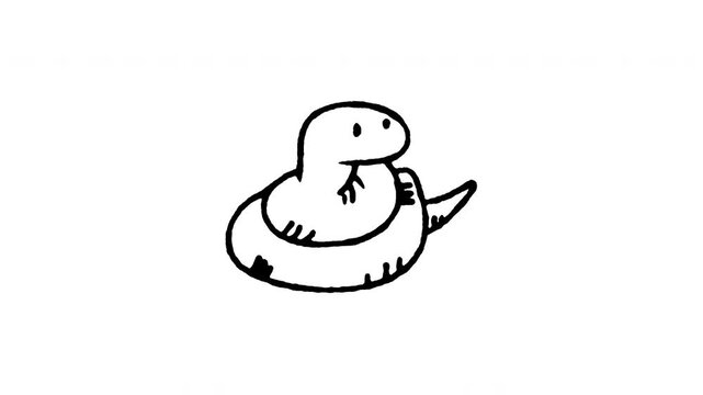 4K animated pet snake python doodle icon featuring boiling line motion. Frame by frame line art on black and green screen chroma key background for exotic reptile, serpent, and terrarium edits.