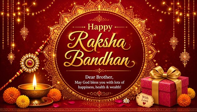 Happy Rakhi, or Raksha bandhan. Indian festival greeting card
