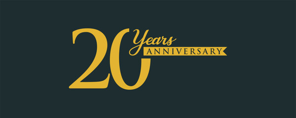 20 Years Anniversary logo design. Simple Minimalist 20 years logo design template.Celebration day template for celebration event, business company, invitation, and greeting © Qomarul