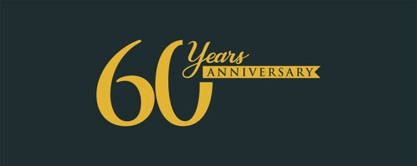 60 Years Anniversary logo design. Simple Minimalist 60 years logo design template.Celebration day template for celebration event, business company, invitation, and greeting © Qomarul