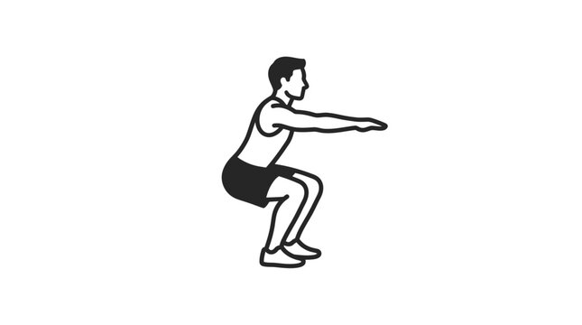 Man doing squat exercise with arms out.