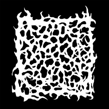 Abstract organic brutalist shape texture with jagged edges on black background vector design 