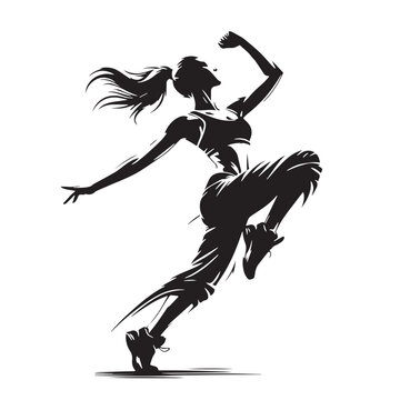 Black Zumba dance  Silhouette Vector, High Quality Illustration on White Background