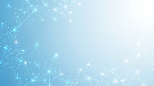 Abstract blue digital network representing space technology for Bengaluru Space Expo featuring glowing connection nodes and geometric lines in a modern futuristic visual style