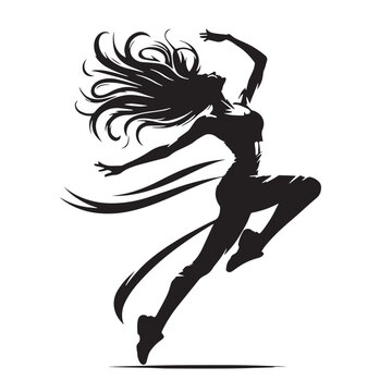 Black Zumba dance  Silhouette Vector, High Quality Illustration on White Background