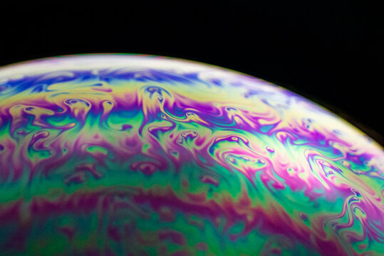 Closeup of a colourful bubble