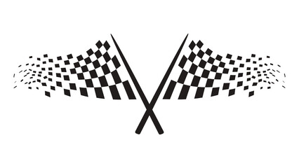 Fototapeta premium Crossed Checkered Racing Flags Vector Illustration Isolated on White Background