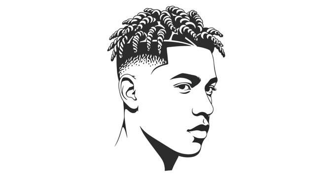 Young man with curly hair portrait.