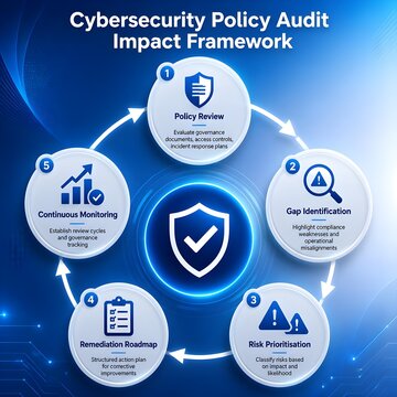 Cybersecurity Policy Audit Impact Framework Infographic Diagram with 5 Steps
