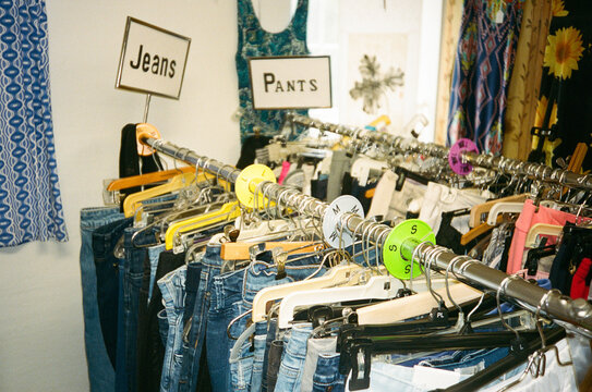 Thrift Shop clothing rack nobody Film 