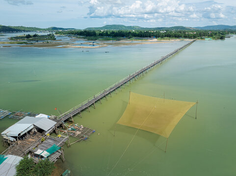 Ong Cop wooden bridge, longest in Vietnam over O Loan Lagoon