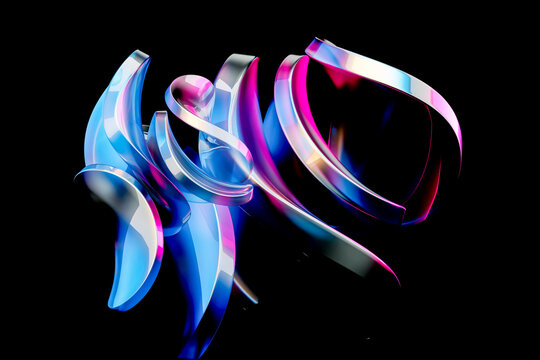 3D Neon Ribbon Sculpture