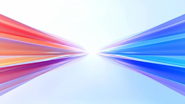 Abstract colorful lines converging towards a vanishing point creating a sense of motion and depth with a bright white background