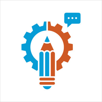 Creative Engineering Pencil and Gear Lightbulb Icon
