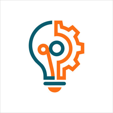 Creative Bulb and Gear Industry Logo Design