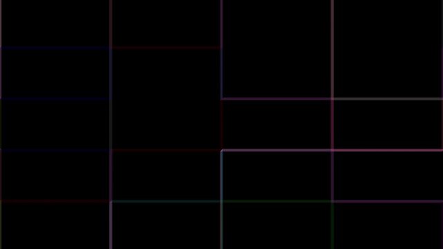 Dark futuristic background featuring subtle glowing neon circuit lines moving in a grid pattern. Ideal modern loop for tech and data visuals.