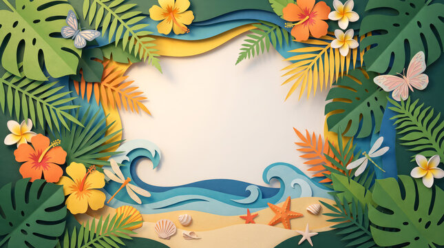 Paper cut summer backrground