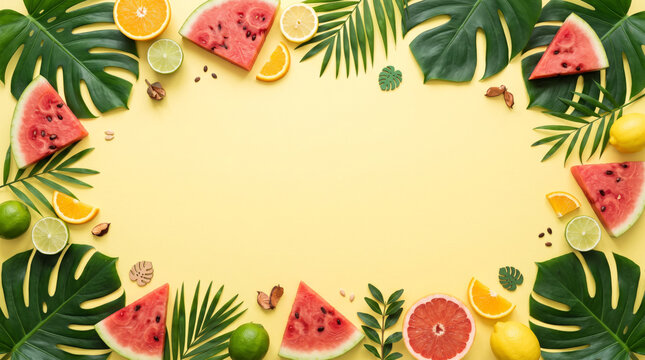 Summer flat lay abstract elements background