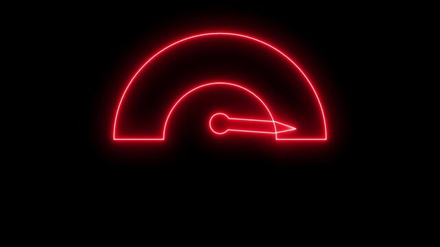 Neon sign Digital speed meter animation. Speed Animation or speed test tachometer, Simple speedometer icon. Risk concept on speedometer.4k animation motion graphics video.