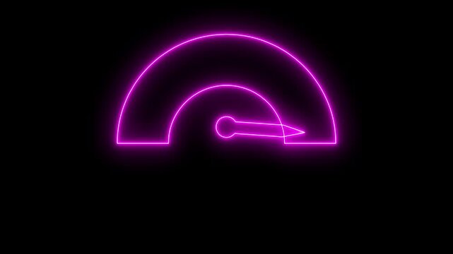Neon sign Digital speed meter animation. Speed Animation or speed test tachometer, Simple speedometer icon. Risk concept on speedometer.4k animation motion graphics video.