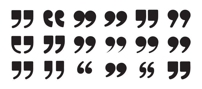 Comprehensive collection of quote mark icons in various bold styles for typographic web projects.