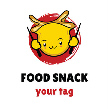 Hand Drawn Cute Asian Food Logo Illustration ideas e.g. Dimsum, Siomay, etc