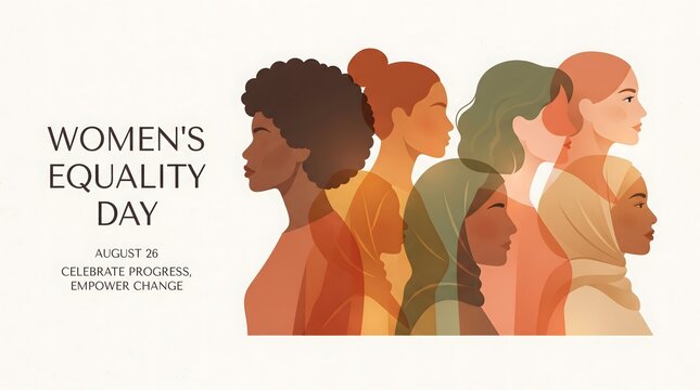 Women's equality day concept illustration with diverse female profiles and empowerment theme