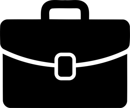 Black briefcase icon for business and office work isolated on transparent background