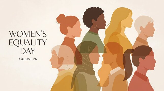 Happy women's equality day illustration featuring diverse women profiles equality diversity