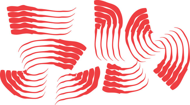 Red brush strokes collection, hand drawn ink paint smears and swashes vector set. Artistic crimson paint splatters and textured brushstrokes. Abstract red ink marks for graphic design.