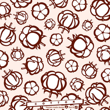 Cotton pattern background set. Collection cotton icons. Vector