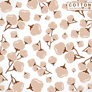 Cotton pattern background set. Collection cotton icons. Vector