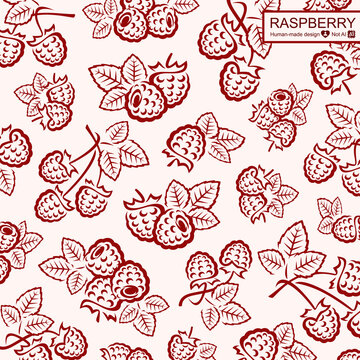 Raspberry background, pattern set. Collection icon raspberry. Vector