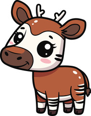 Obraz premium Cute Cartoon Okapi Vector Illustration