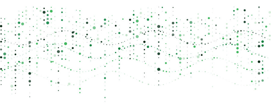 Abstract flowing dots pattern with subtle green hues on white background