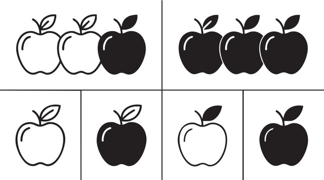 Apple icon set showing positive and negative space variations.