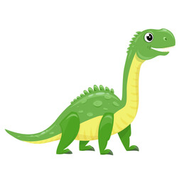 Fototapeta premium Cute cartoon vector dinosaurs set, friendly baby dinos in different species for children's books flashcards games greeting cards stationery stickers nursery decor