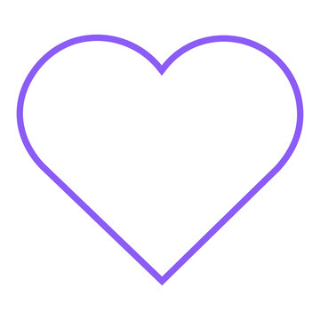 Violet Heart Outline Icon Isolated on Transparent Background PNG Love Vector Symbol