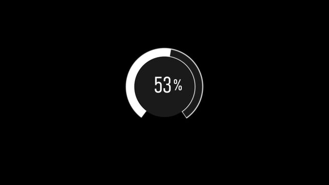 Abstract Circle Loading icon animation. Progress loading bar 0-100 percent on transparent background