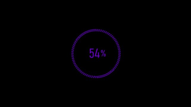 UI progress indicator. Looping loading animation on white transparent background. Animated abstract circle loading bar progressing from 0 to 100%