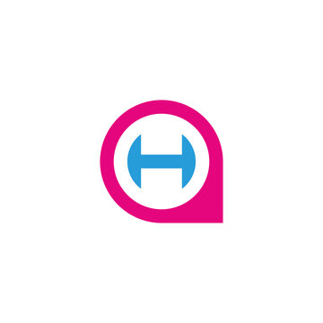 Letter H in a, circle geometric symbol simple logo vector