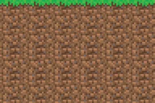 Seamless Pattern Pixel Dirt Background, The Concept Of Games Background, Vector Illustration