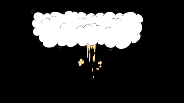 Hand drawn cartoon 2D fire explosion with smoke blast, alpha channel transparent background, anime manga flash fx, 4K pre rendered comic style motion effect