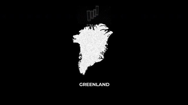 Greenland technology map with animated charts, graphs, statistics, and analytics showcasing economy, infrastructure, innovation, population, trade, energy, and national development