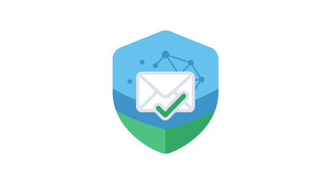 Secure email delivery shield icon with checkmark.