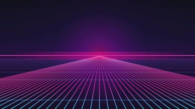 Neon Magenta 3D Perspective Grid Synthwave Motion Graphic Loop
