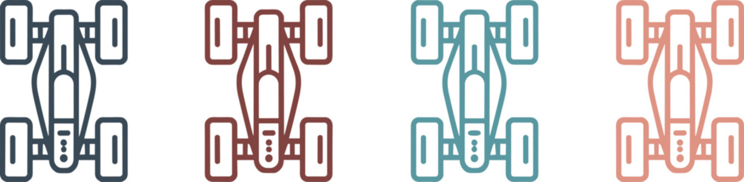 Off-Road Buggy Car Top View Icon Set for Motorsports and Transportation Concepts